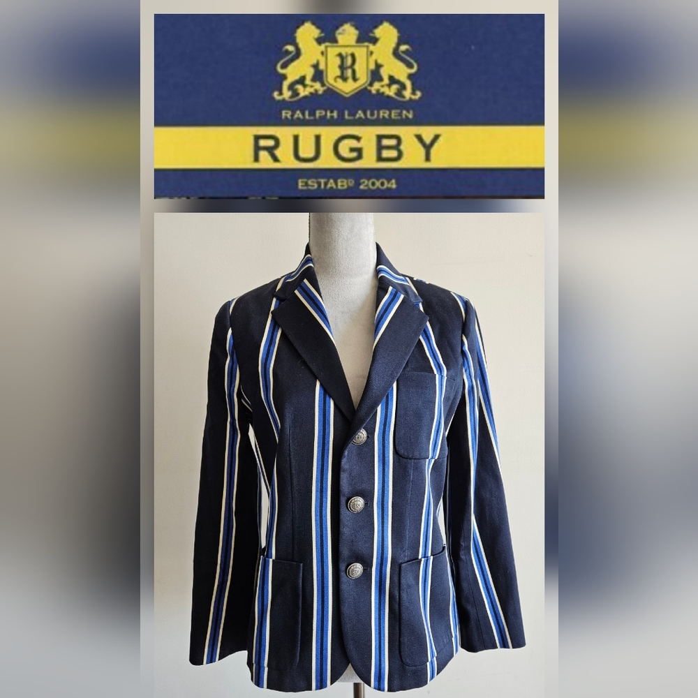 NWT! RUGBY 🏈 RL CRICKET BLAZER Blue Stripes